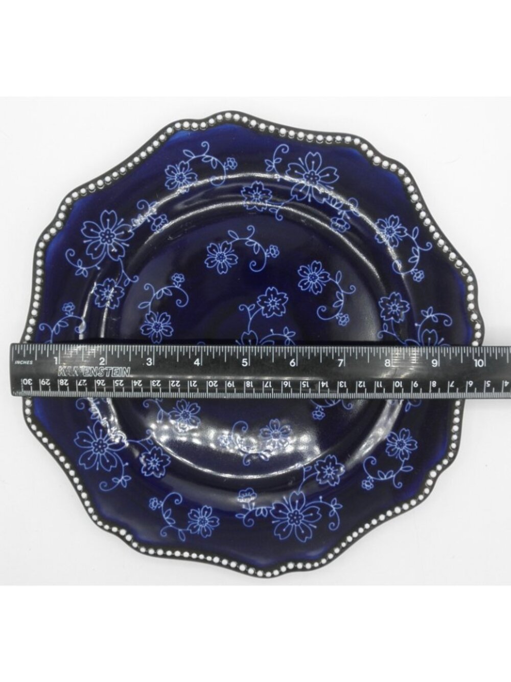 Kunaboo Midnight Dinner Plates Set of 4 Sakura Blue Floral Lace Design - Picture 4 of 7